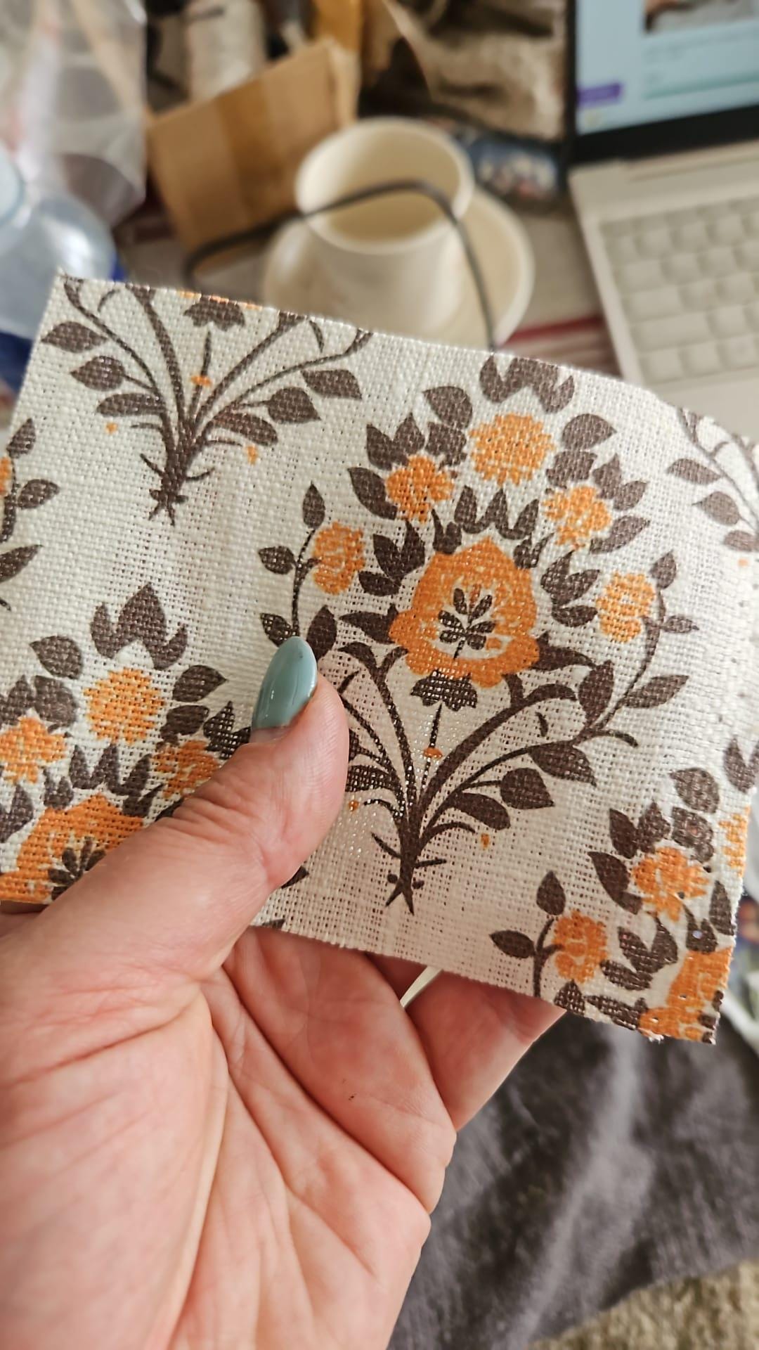 100% LINEN Fabric Floral block print mustard, heavy linen fabric with botanical print for upholstery home decor curtains cushions
