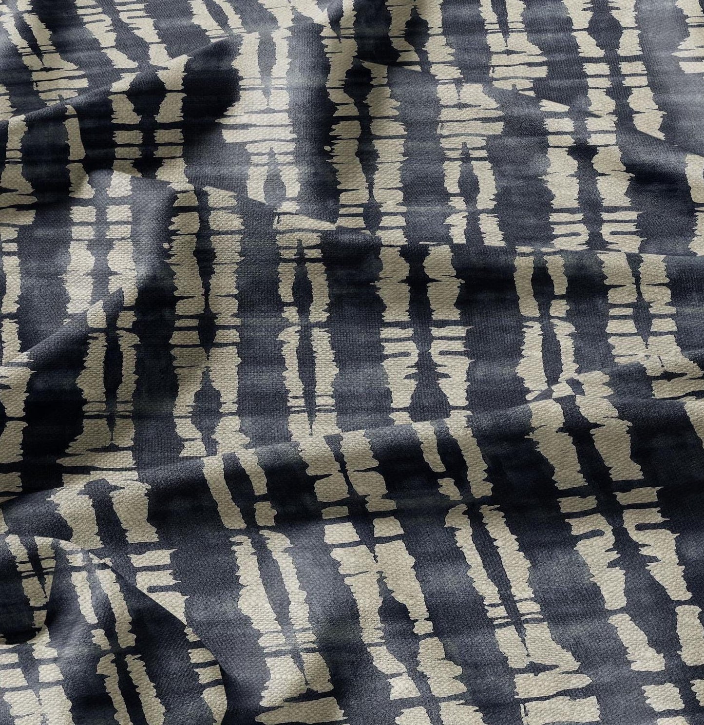 100% LINEN Fabric in indigo blue abstract print - Wabi sabi linen fabric for upholstery home decor curtains dress making pillowcases