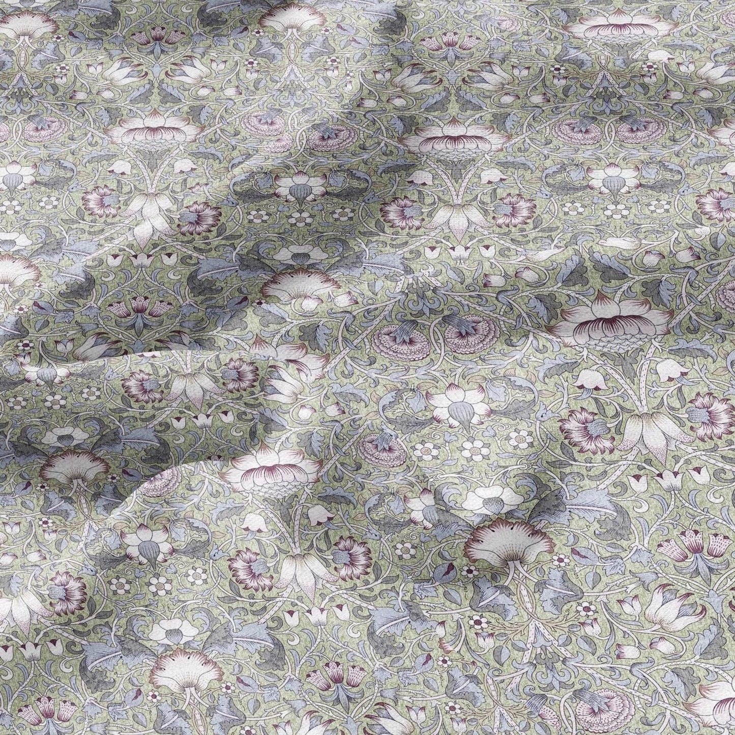 William Morris Lodden blue print on 100% LINEN - Victorian Art crafts linen Fabric - botanical Historical upholstery home textile