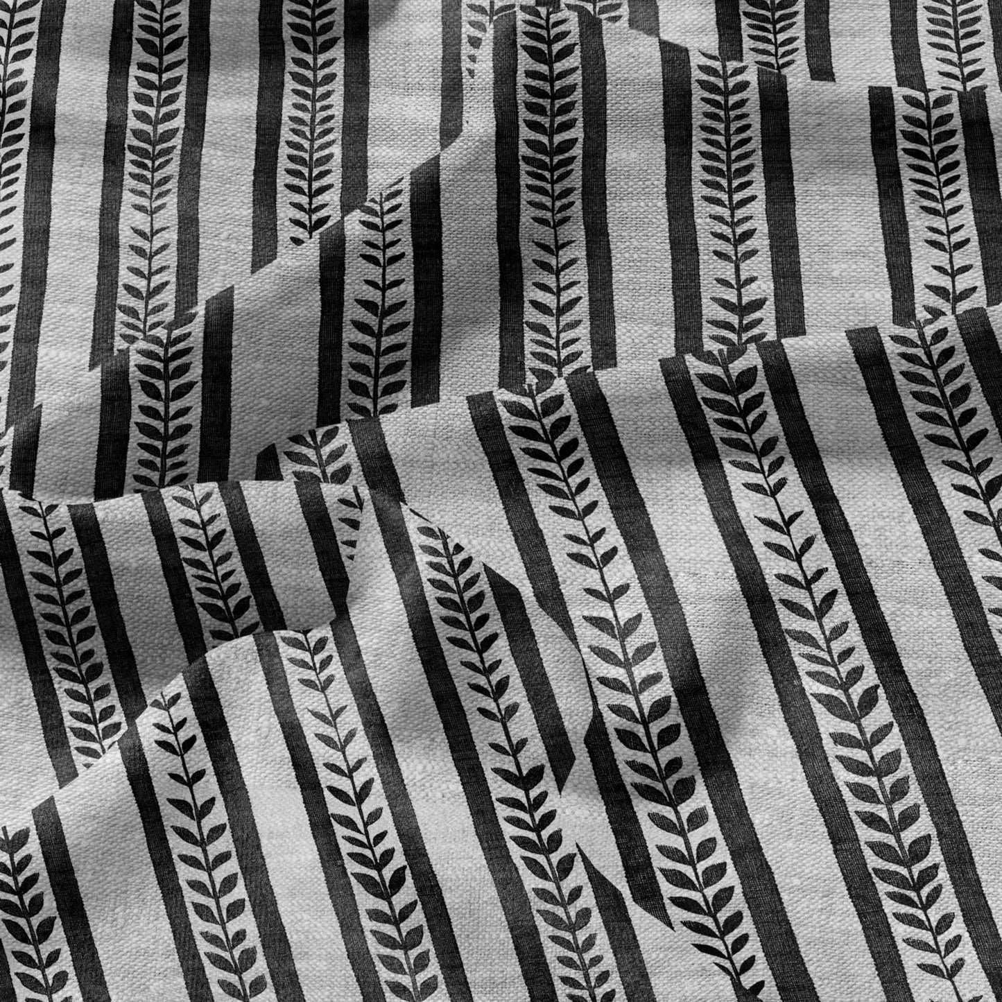 100% LINEN Fabric floral stripe block print on oatmeal linen - heavy fabric for upholstery or medium weight linen for dress making 2504