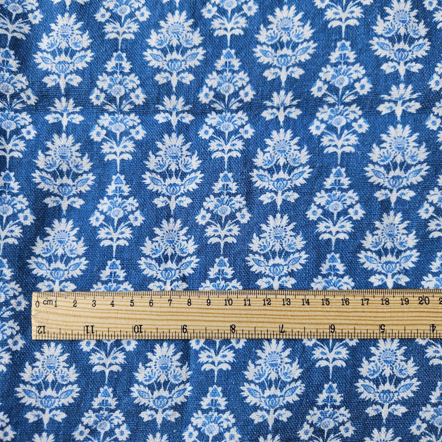 100% LINEN Fabric blue block print - linen abstract fabric for upholstery home decor dress making 2587