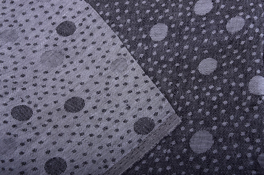100% linen fabric Medium weight 190gsm. Black grey polka dots reversable double side. flax  for crafting, table linen, napkins, jackets etc