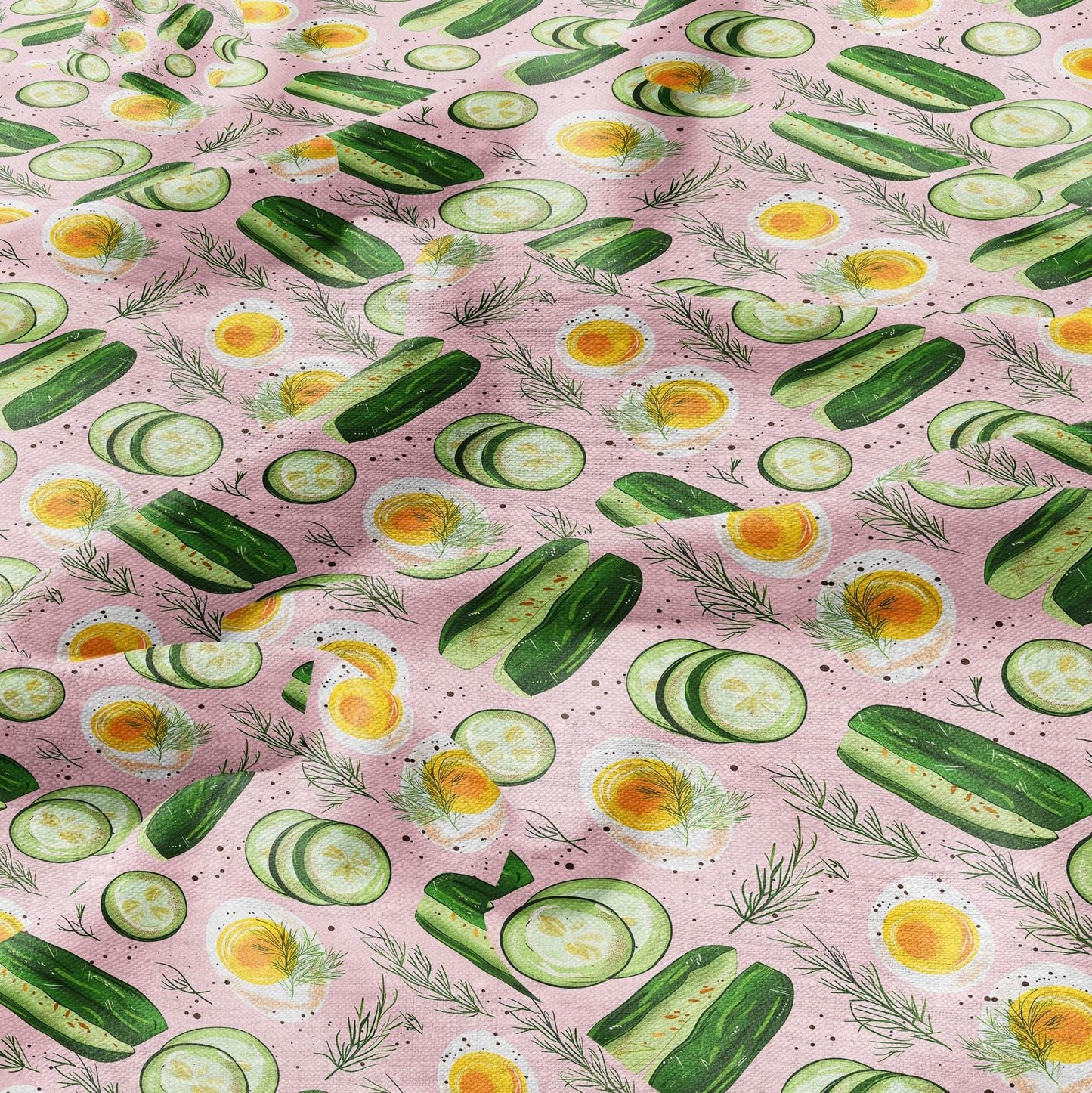 100% LINEN Fabric floral with Lithuania pink soup print - linen fabric cucumber egg dill print upholstery home decor curtains pillowcases