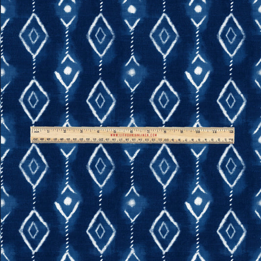 100% LINEN Fabric UPHOLSTERY 12oz - Indigo Shibori Stripe - Modern Geometric Dark Blue Neutral Tiled Minimal upholstery 2985