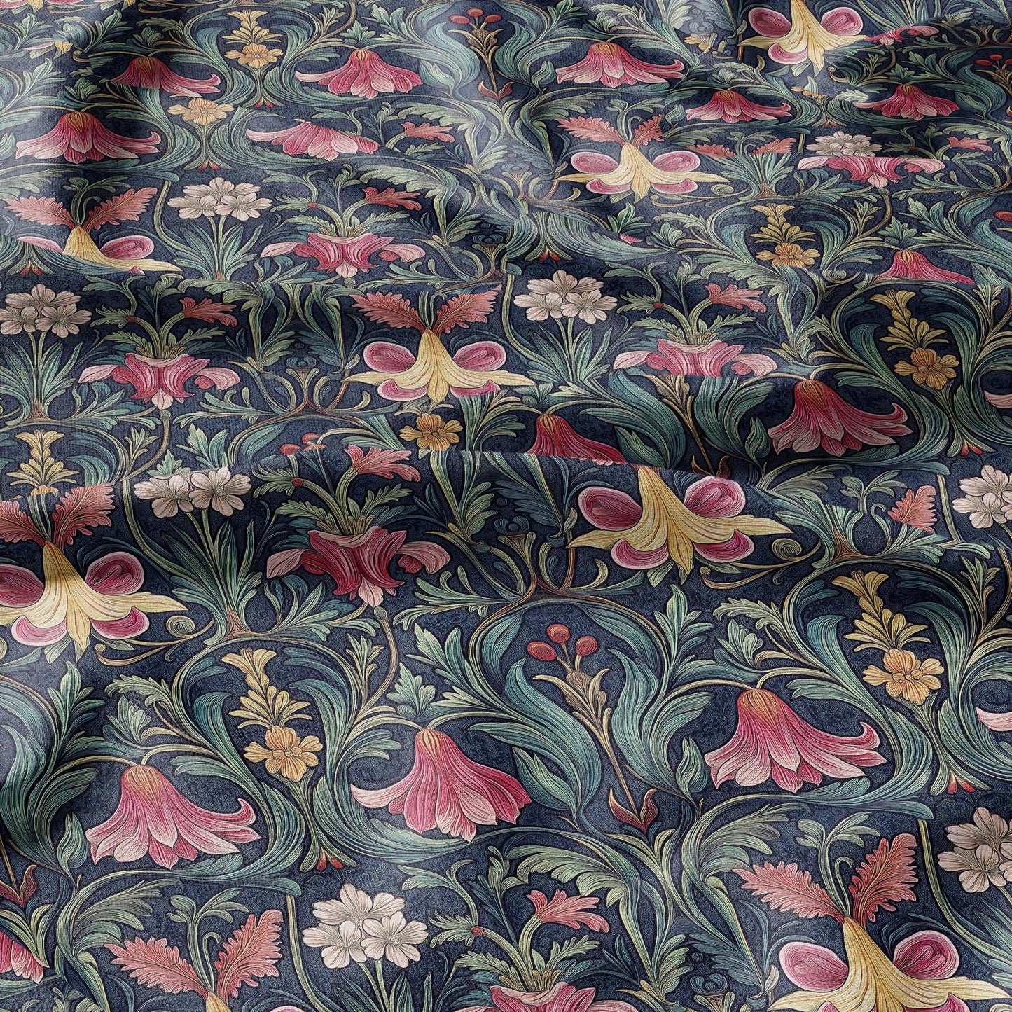 100% LINEN Fabric Art deco floral - botanical linen Fabric LithuanianLinen for upholstery dressmaking curtains home textile Art Noveau