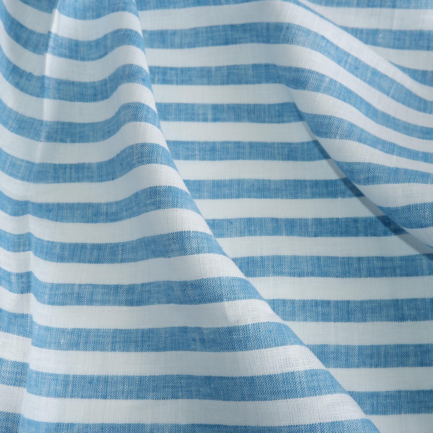 Premium Linen striped Fabric in blue white neutral linen | Flag stripe Medium weight ink blue white stripes home textile vintage heritage