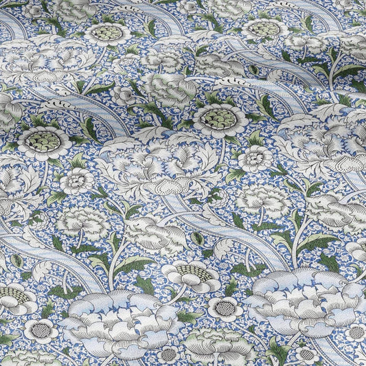 William Morris Wandle blue print on 100% LINEN - Victorian Art crafts linen Fabric - botanical Historical upholstery home textile
