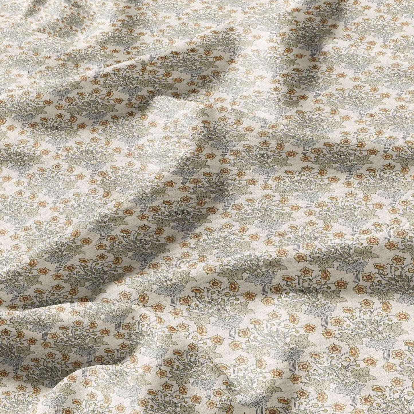 100% linen Ranunculus prints fabric for Curtain Upholstery Cushion - Butter cup flower Art deco flower print fabric for dress making sewing