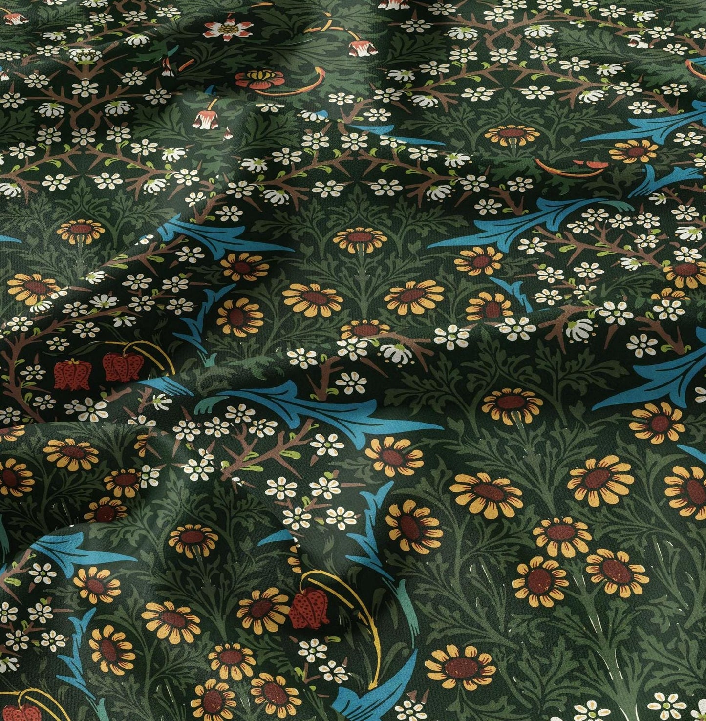 William Morris Blackthorn 100% LINEN Fabric, British linen floral upholstery home textile Victorian fabrics
