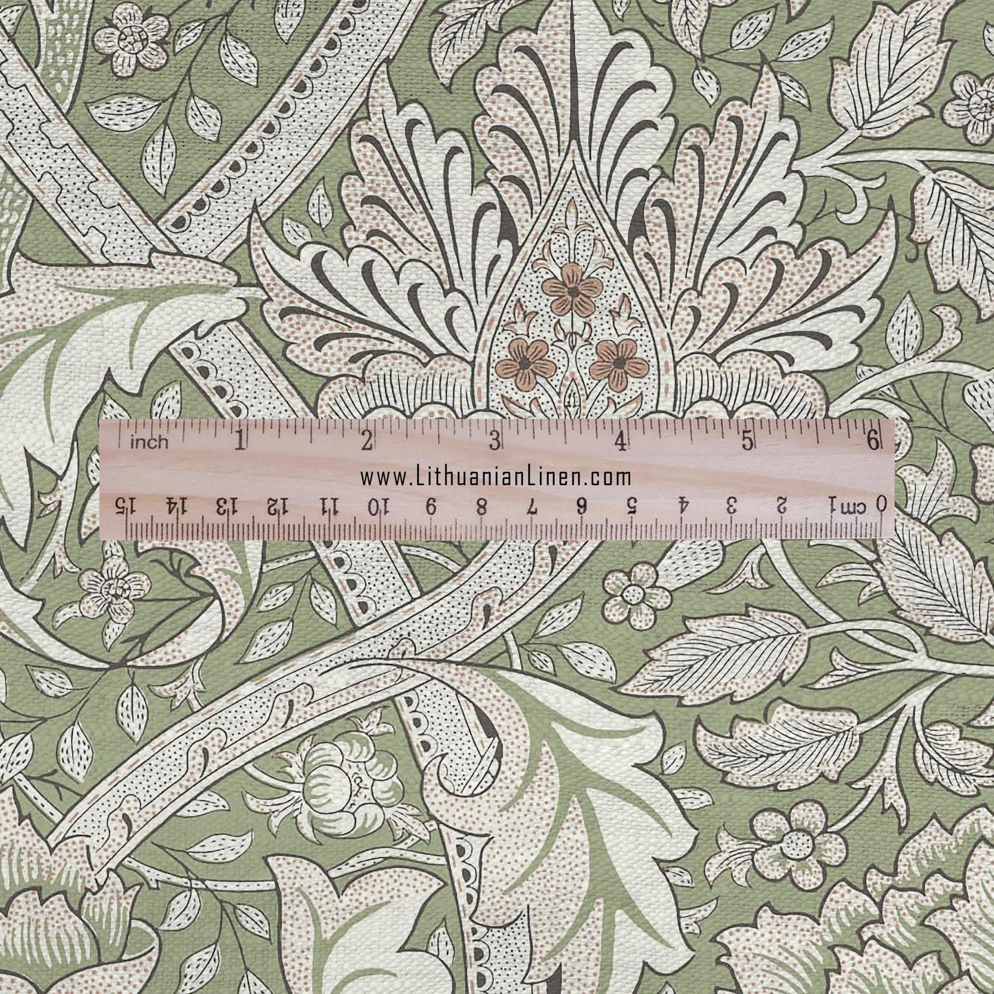 William Morris Windrush green print on 100% LINEN - Victorian Art crafts linen Fabric