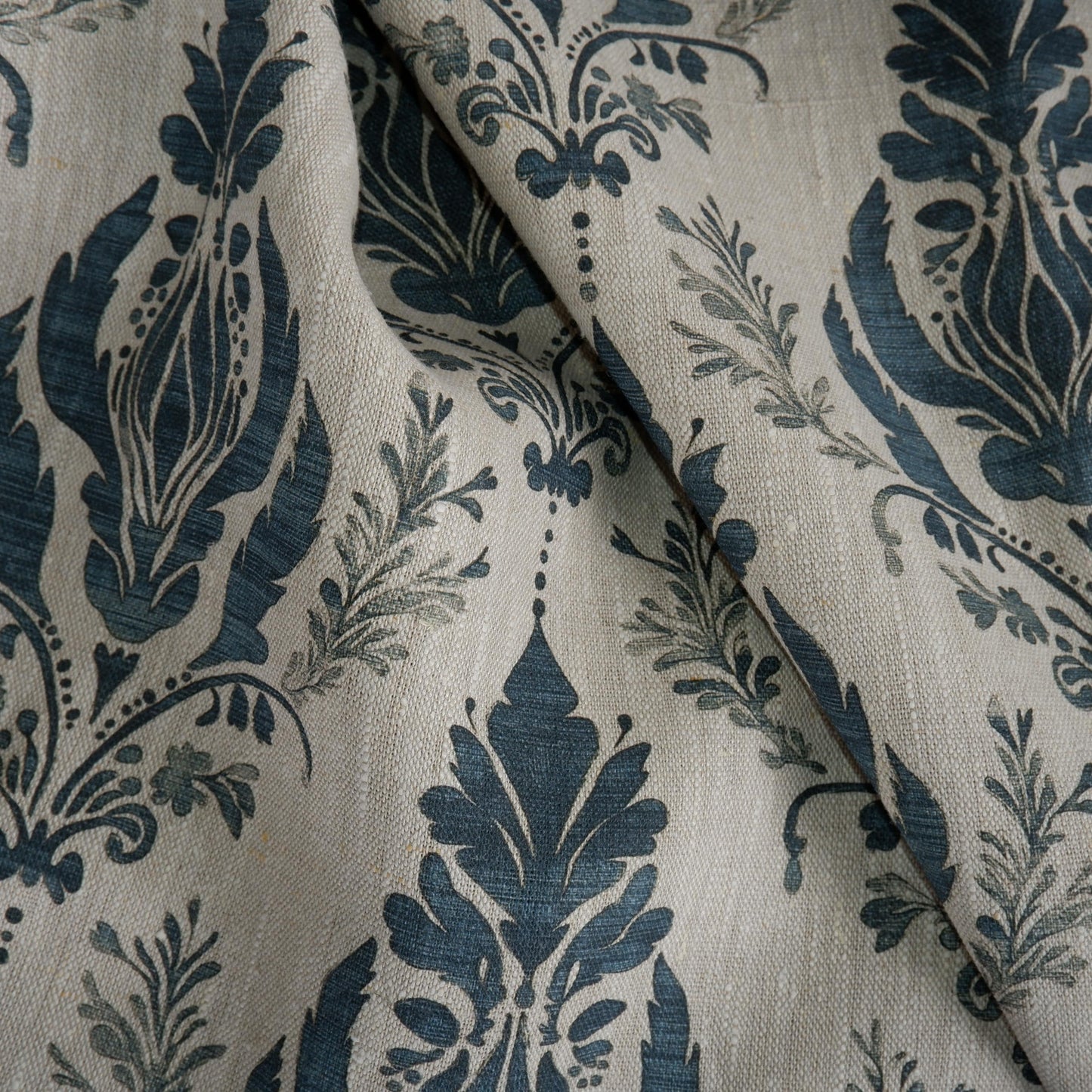 100% LINEN Fabric floral block print - Châteaucore Rustic French Charm print on oatmeal linen for upholstery curtains dress making 2001
