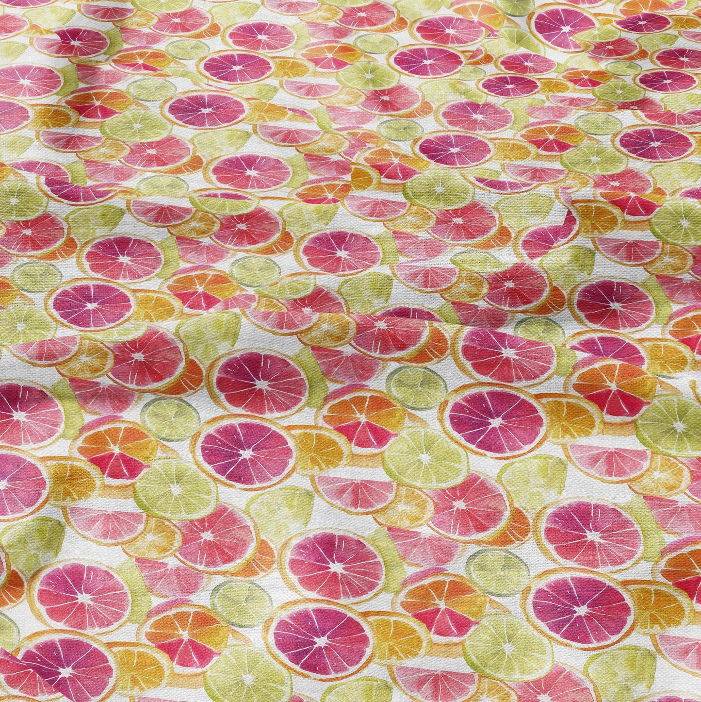 100% LINEN Fabric with lemon orange grapefruit print - flax linen fabric Premium High-grade Breathable Comfortable for dress making curtains