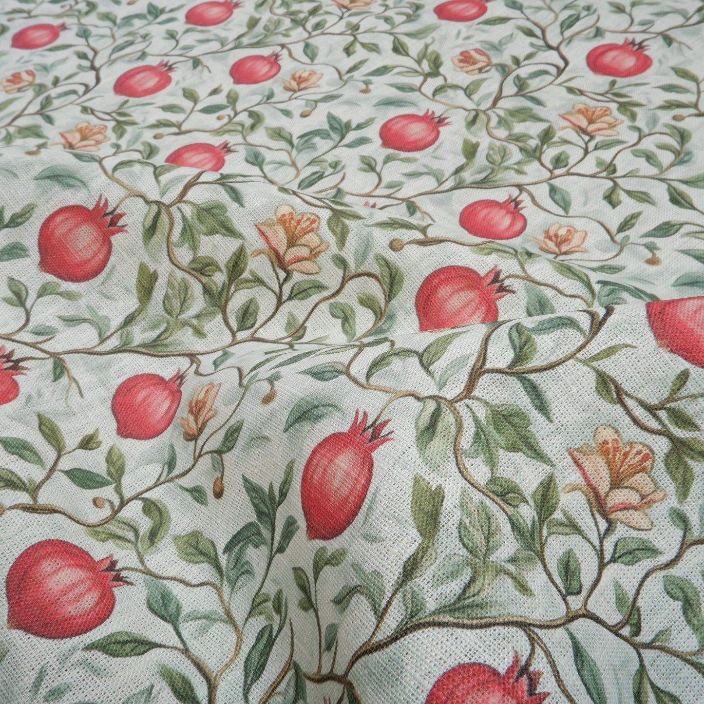 100% LINEN Fabric Pomegranate pattern - floral botanical Fruit heavy linen fabric for upholstery home decor clothing dressmaking