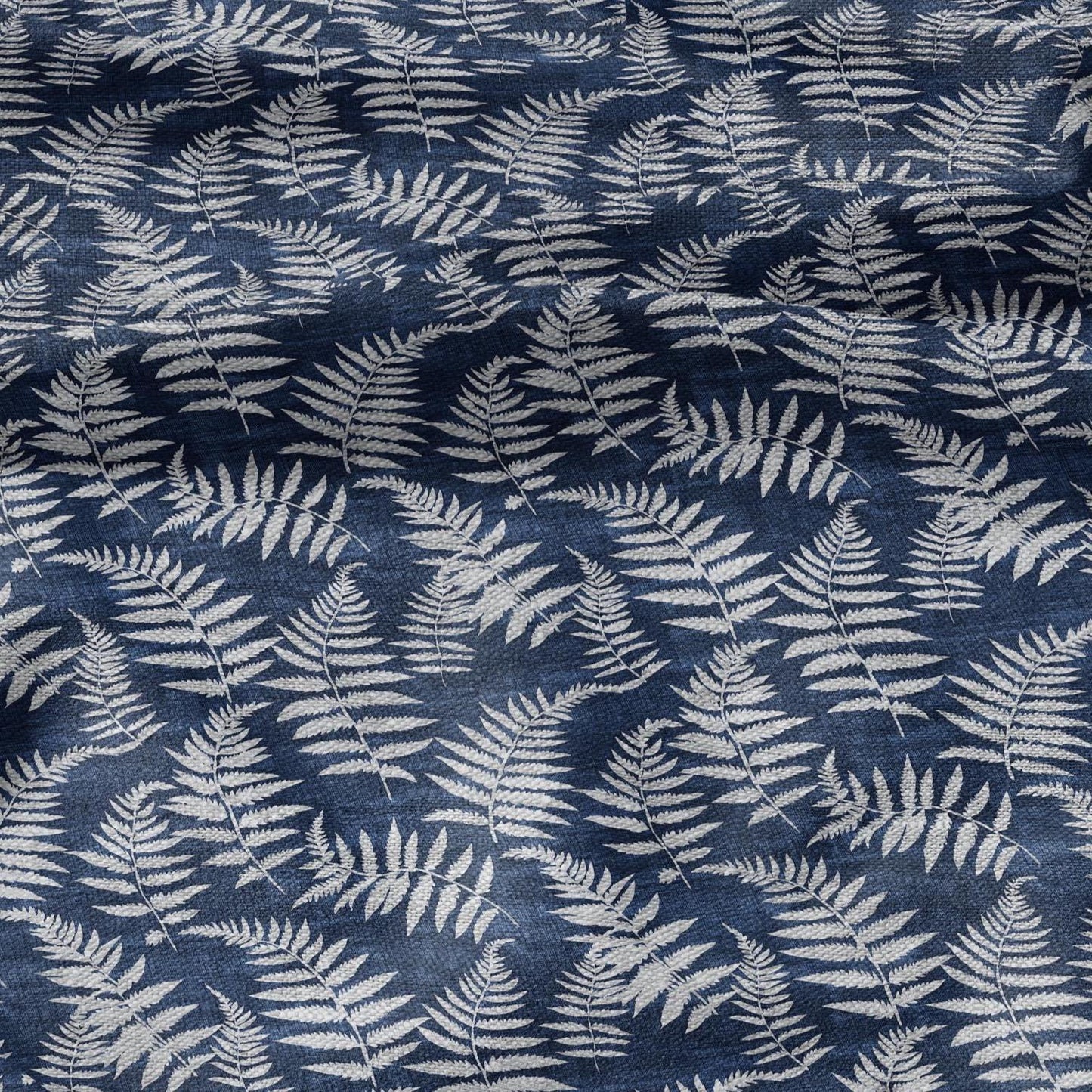 100% LINEN fabric fern leaves print - Greenery linen Fabric - indigo blue gray Linen fabric for dressmaking home textile sewing hobby 2703