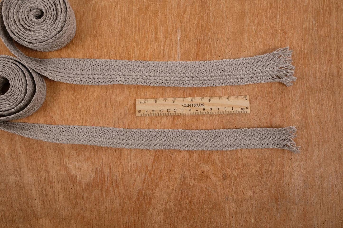 Handwoven Linen FLAT Braided trim for belts, flax cord ribbon in natural undyed linen