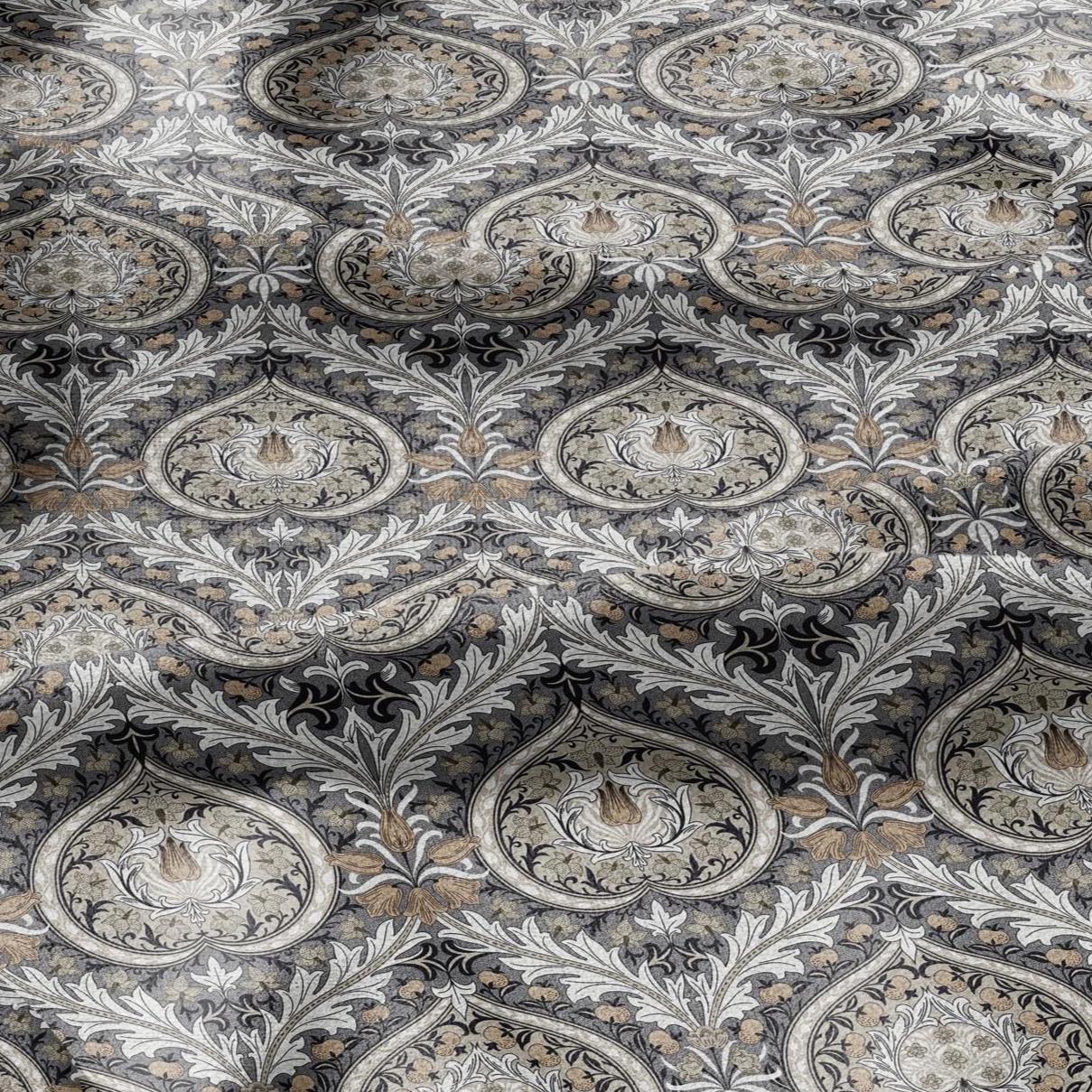 William Morris Eden grey print on 100% LINEN - Victorian Art crafts linen Fabric - botanical Historical upholstery home textile