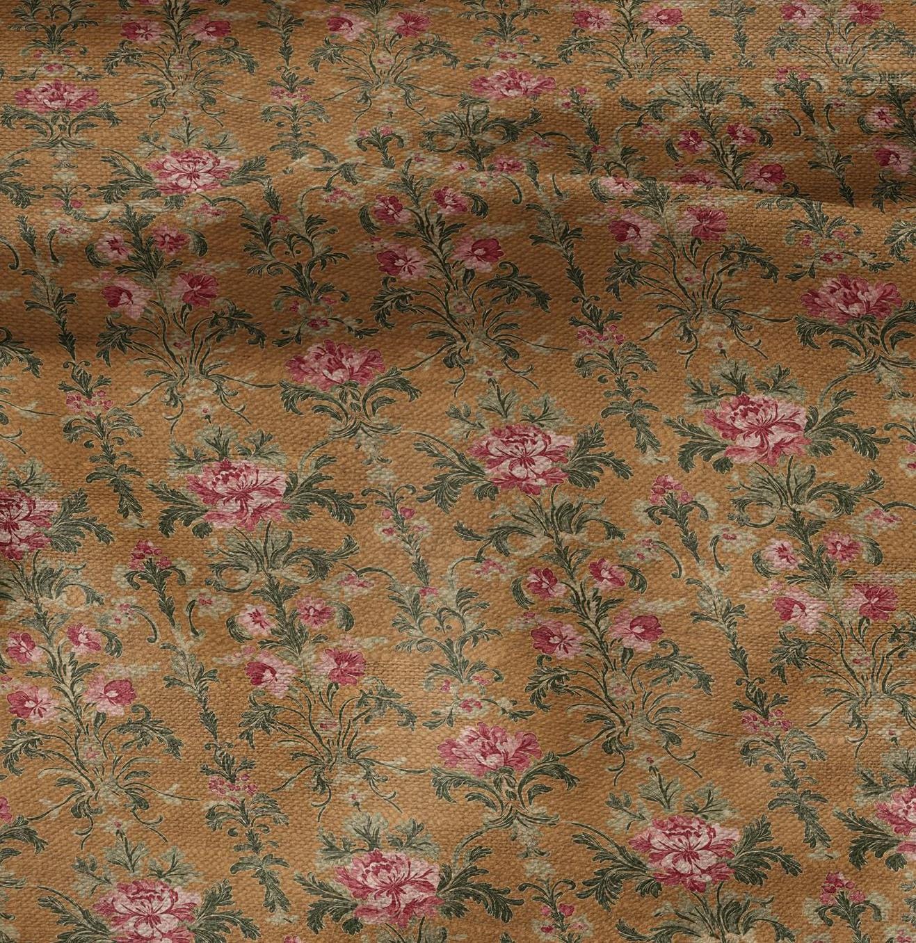 100% LINEN Fabric Regency yellow - french floral linen Fabric by the Yard LithuanianLinen for upholstery dressmaking curtains home textile