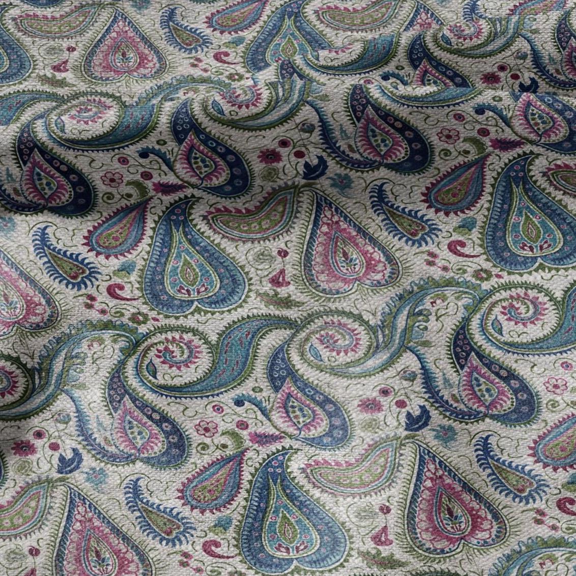 100% LINEN Fabric Paisley print 2500