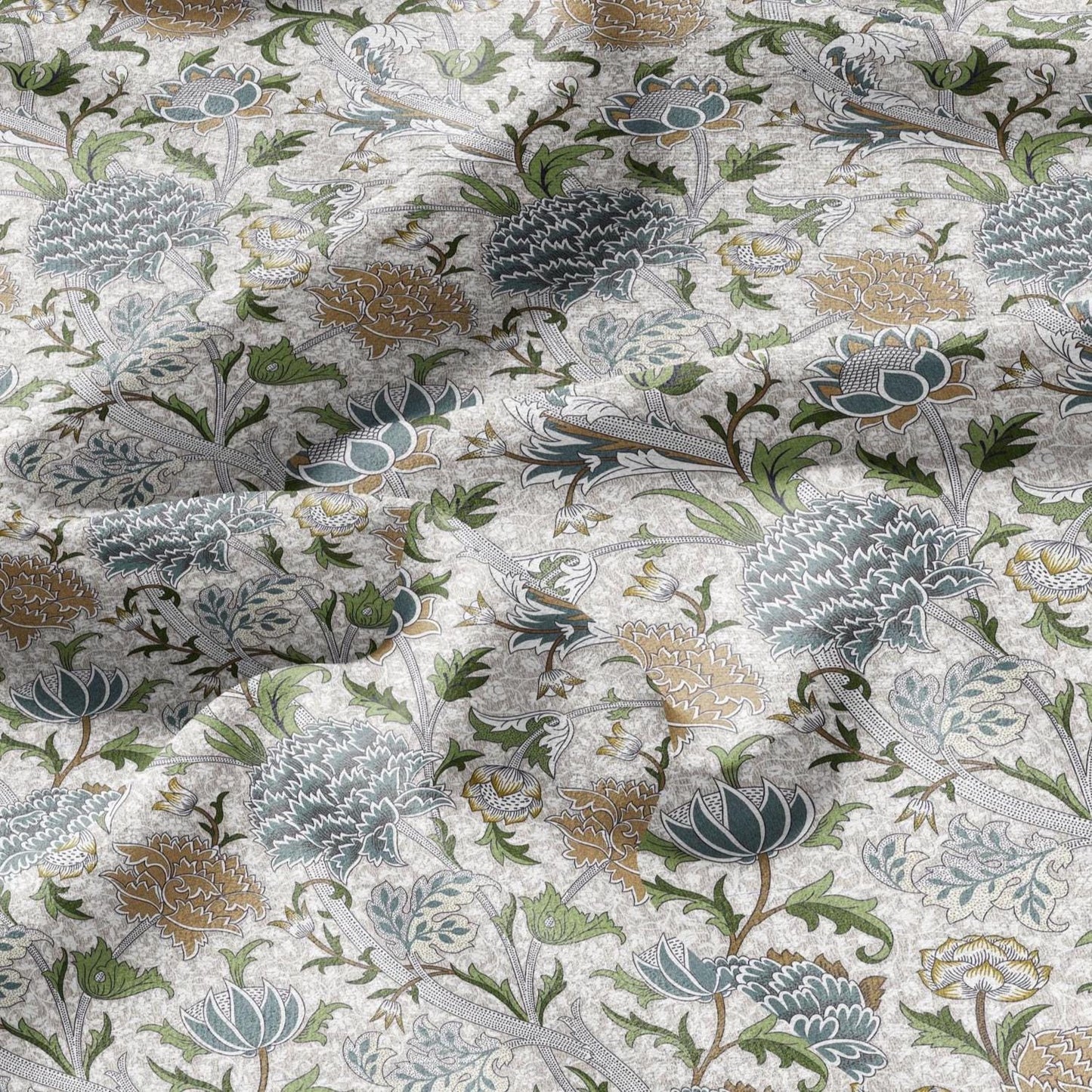 100% linen fabric William Morris Cray blue print - Victorian Art crafts linen Fabric - Historical pattern fabric upholstery dress making