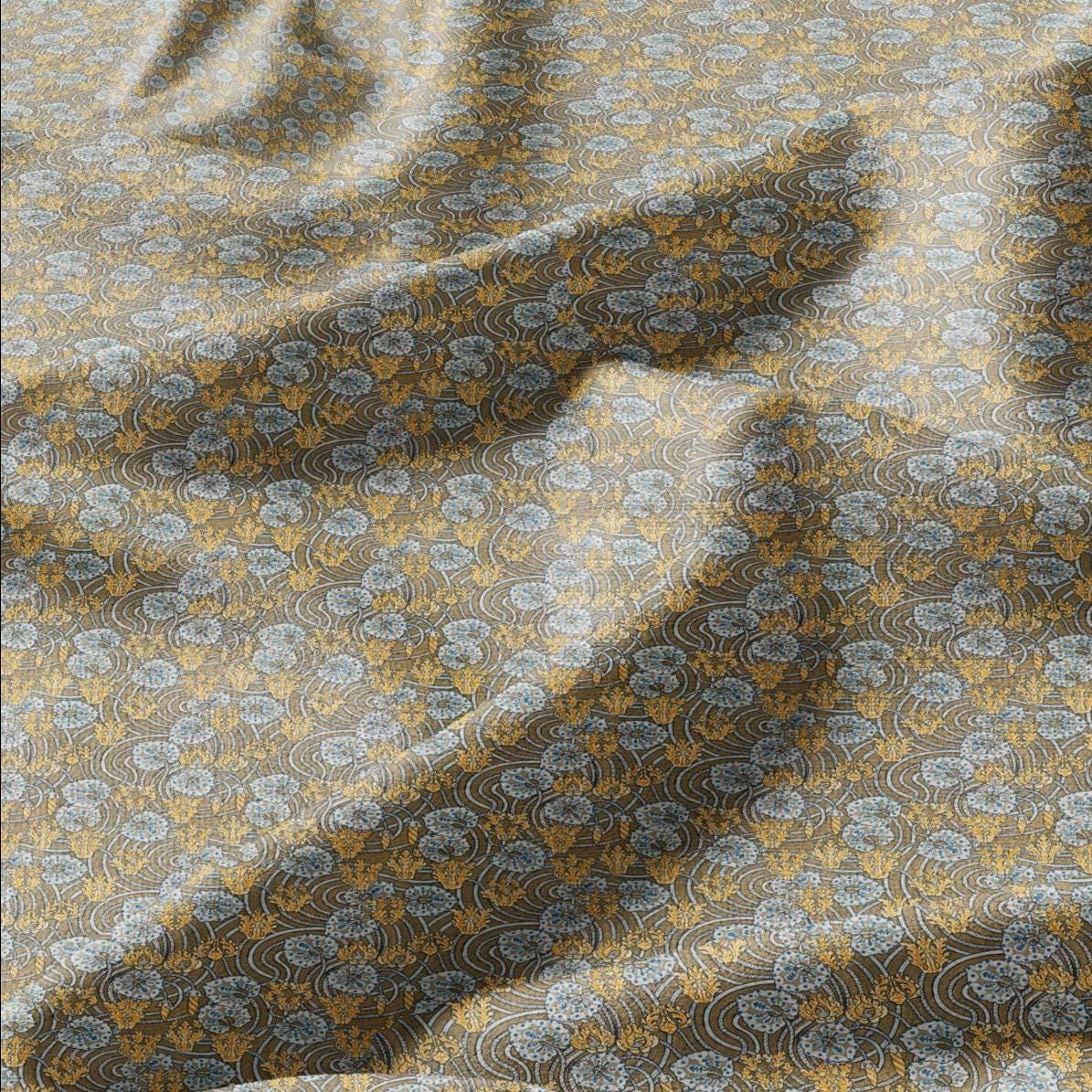 100% linen Art Nouveau Print fabric for Curtain Upholstery Cushion - Floral fabric Cyclamen - fabric material for dress making sewing