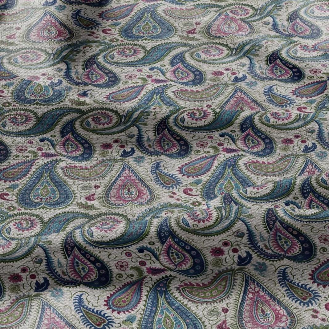100% LINEN Fabric Paisley print 2500