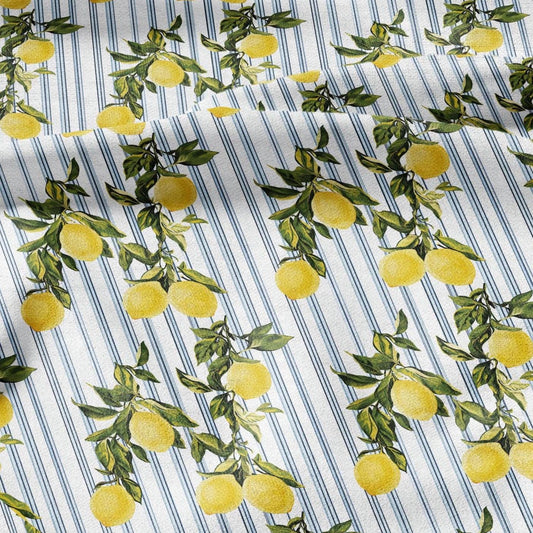 100% LINEN Fabric with lemon stripe pattern - linen fabric for upholstery home decor dressmaking clothing sewing LithuanianLinen