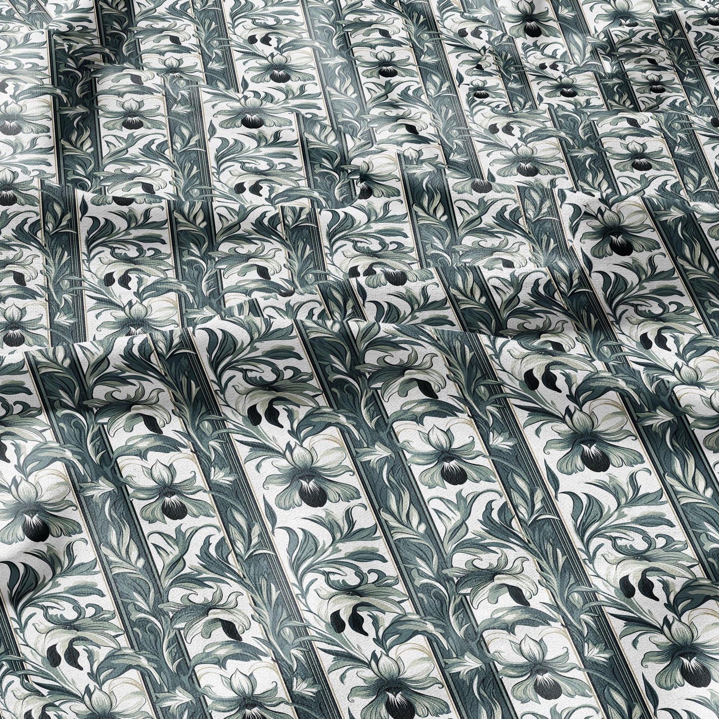 100% LINEN Fabric Art deco floral - narcissus botanical linen Fabric for upholstery dressmaking curtains home textile Art Nouveau