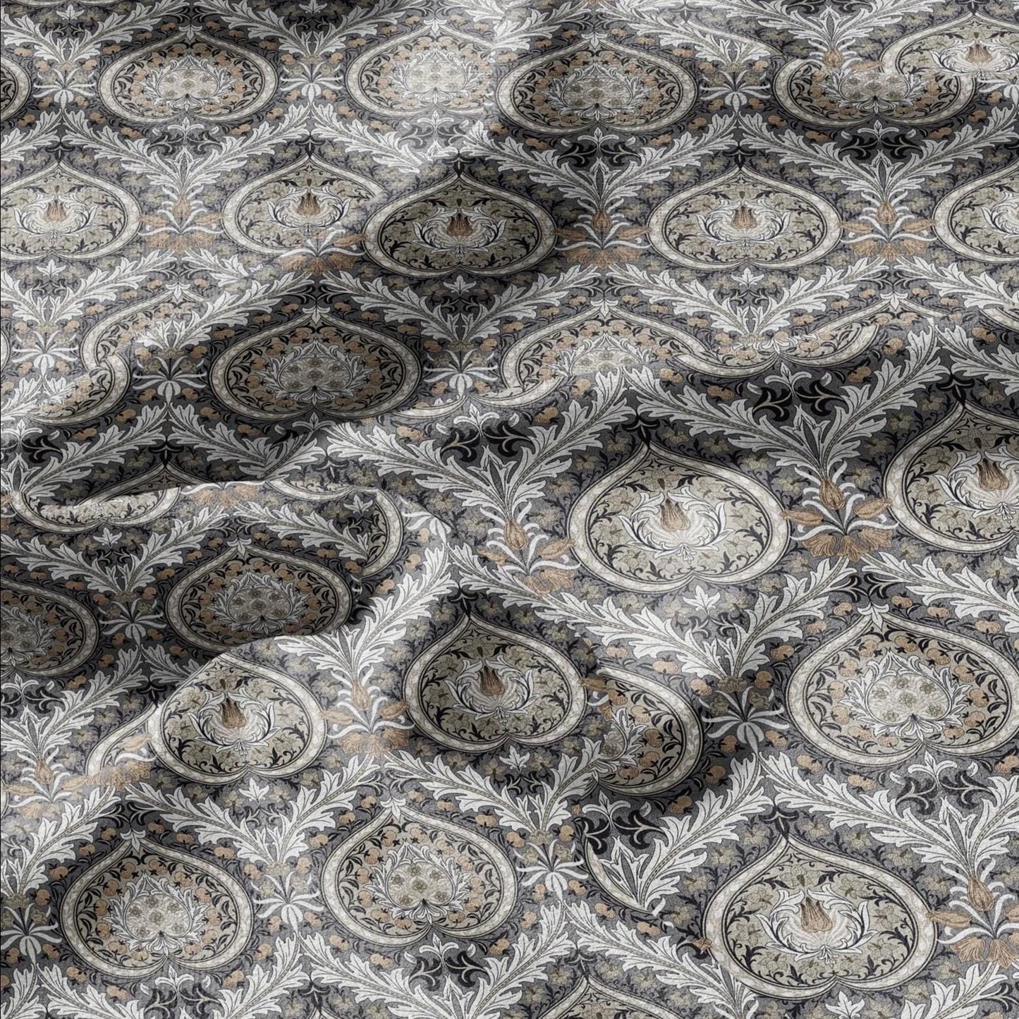 William Morris Eden grey print on 100% LINEN - Victorian Art crafts linen Fabric - botanical Historical upholstery home textile