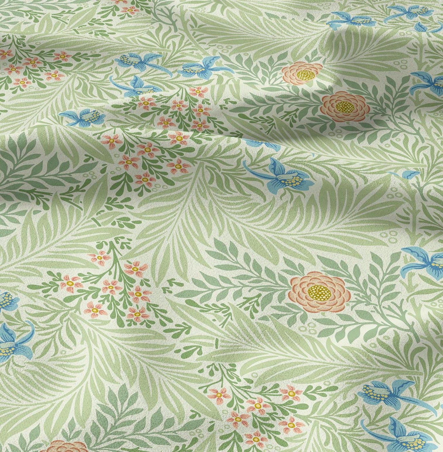 William Morris Lakspur print 100% LINEN, Victorian Art and crafts linen Fabric, Linen fabric botanical Historical upholstery home textile