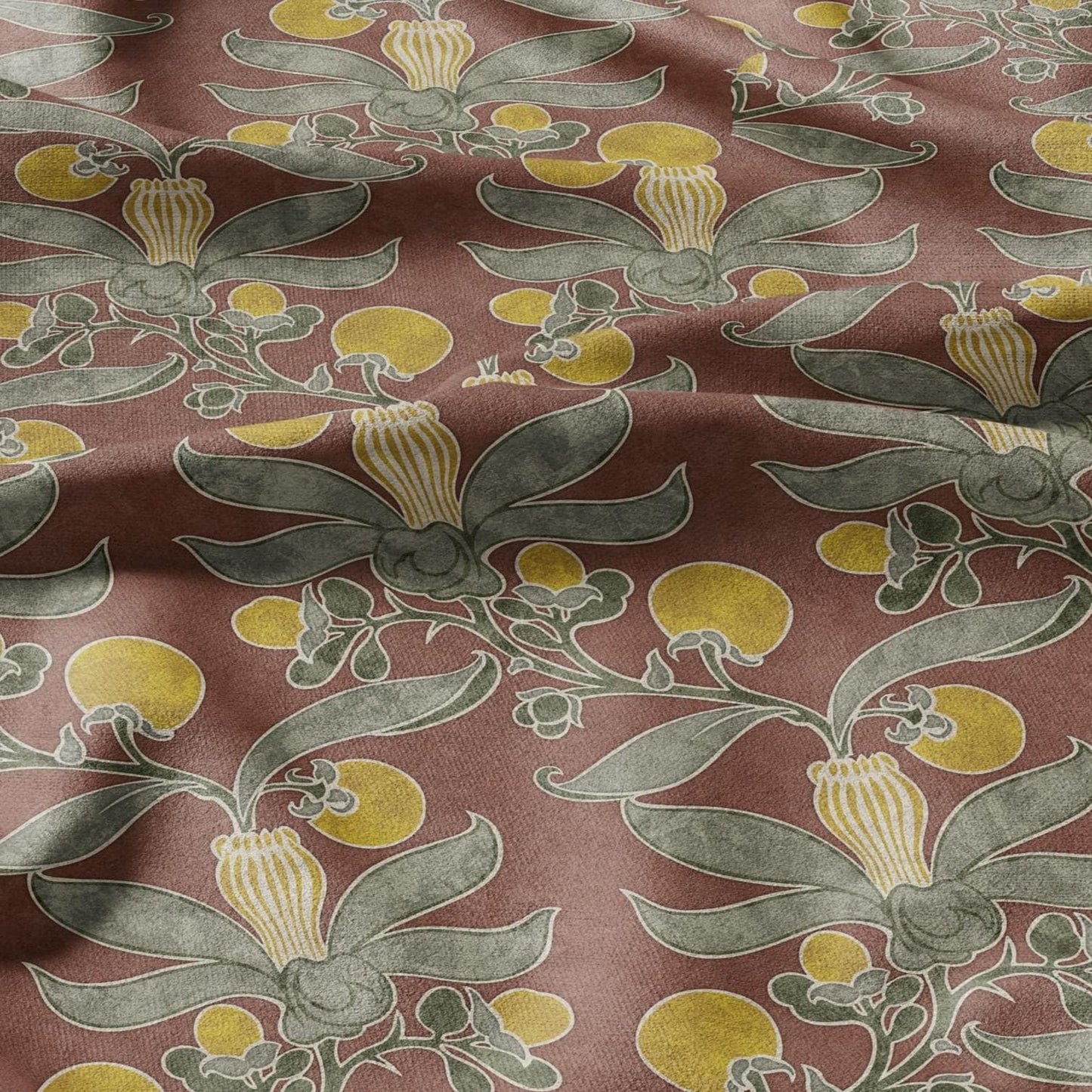 Passion fruit CFA Voysey print on 100% LINEN - Art Nouveau Art crafts linen Fabric - botanical Historical upholstery home textile 2767