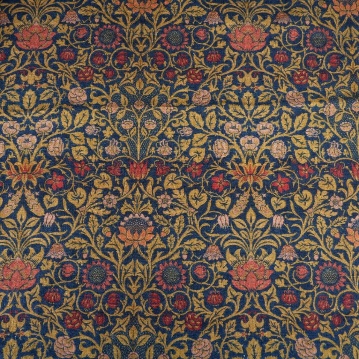 William Morris Blue tapestry 100% LINEN Fabric, British design linen floral upholstery home textile Victorian fabrics