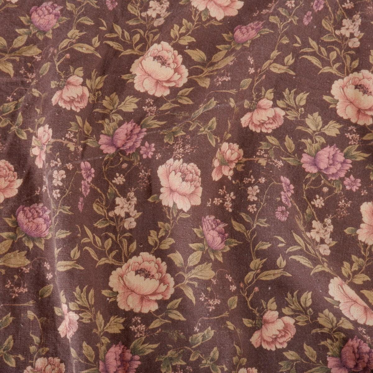 100% LINEN Fabric Provance peonies brown, linen fabric with floral print, heavy linen fabric for upholstery home decor clothing