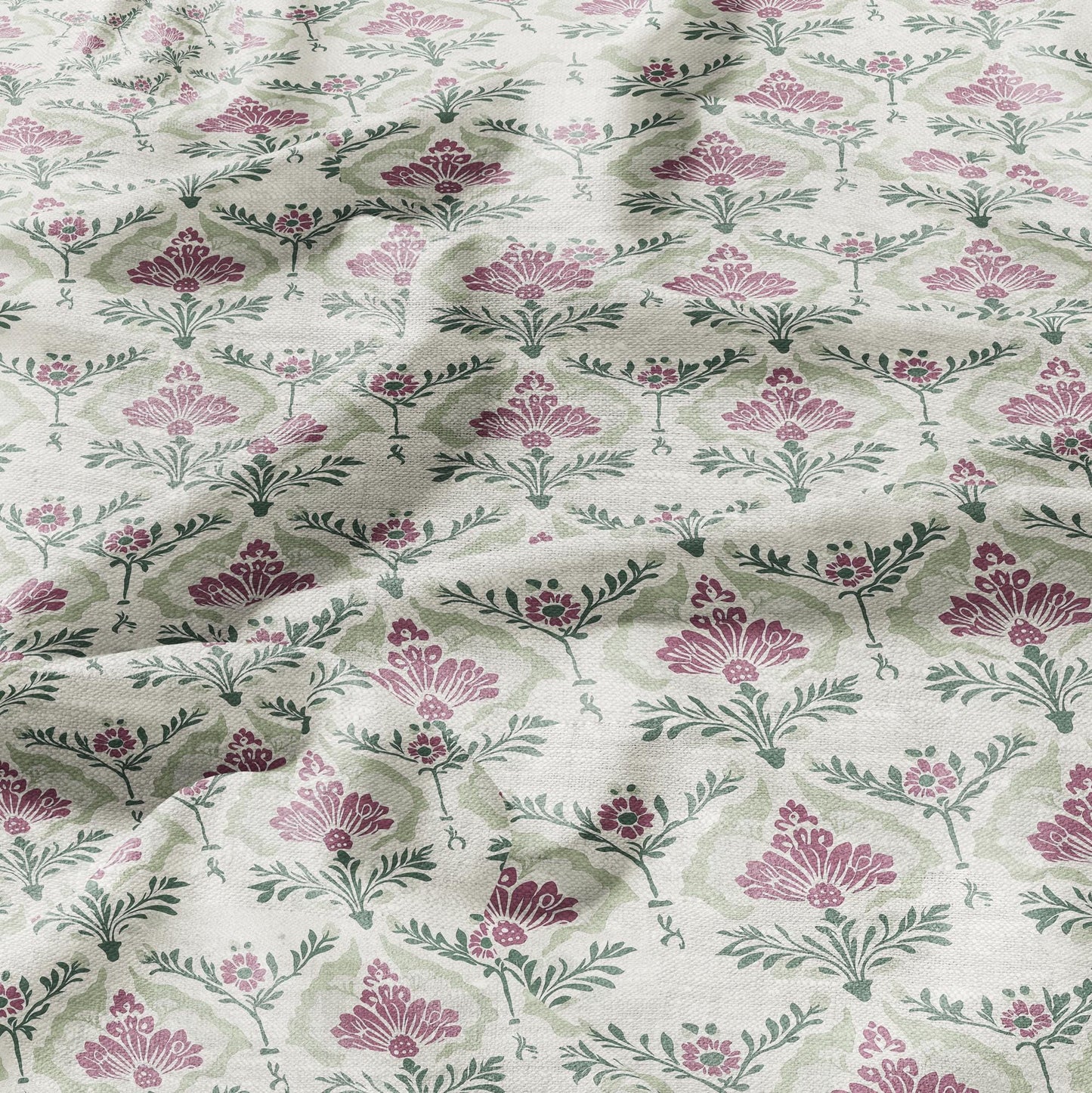 100% LINEN Fabric floral with botanical print - linen fabric with pale green print for upholstery home decor curtains pillowcases