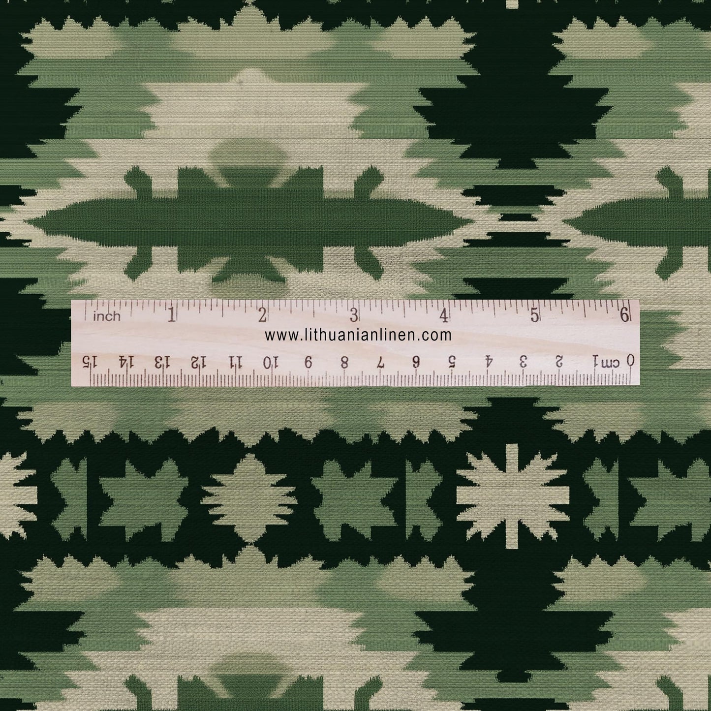 100% LINEN Fabric Western Abstract in green - tribal green print on linen print upholstery curtains dress making