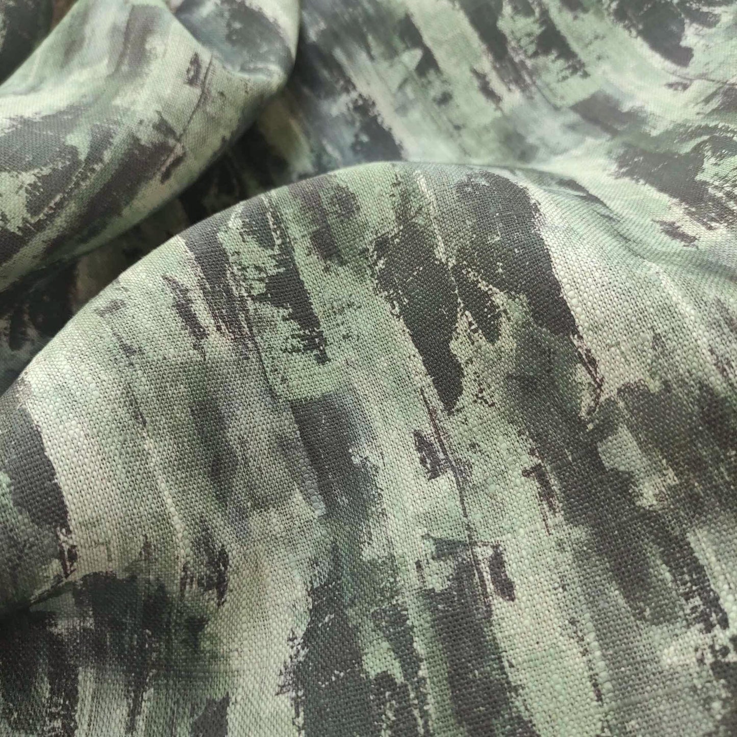 100% LINEN Fabric Abstract Wasi Sabi , green print