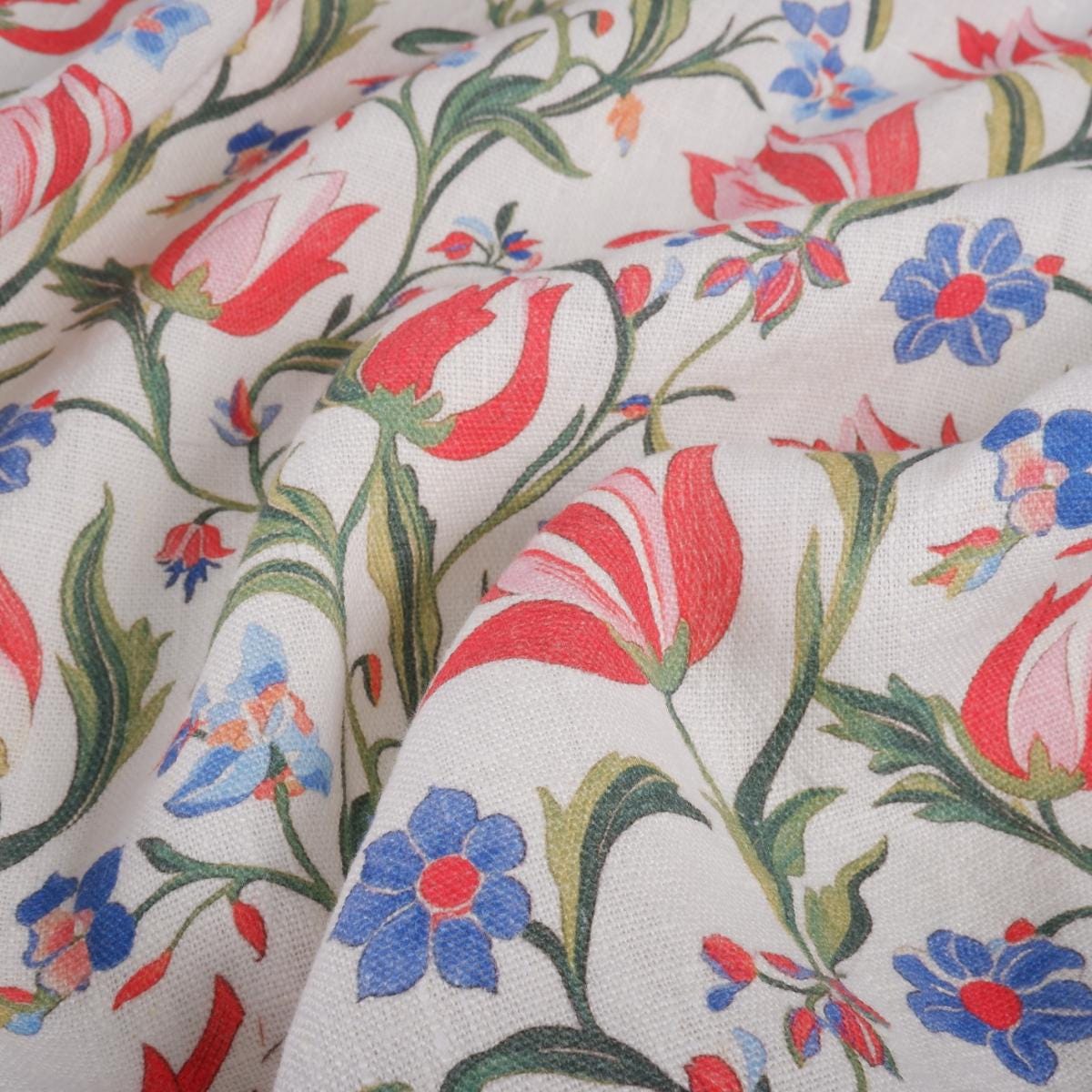 Tulips fabric 100% LINEN , flax linen fabric botanical floral for upholstery home decor clothing LithuanianLinen