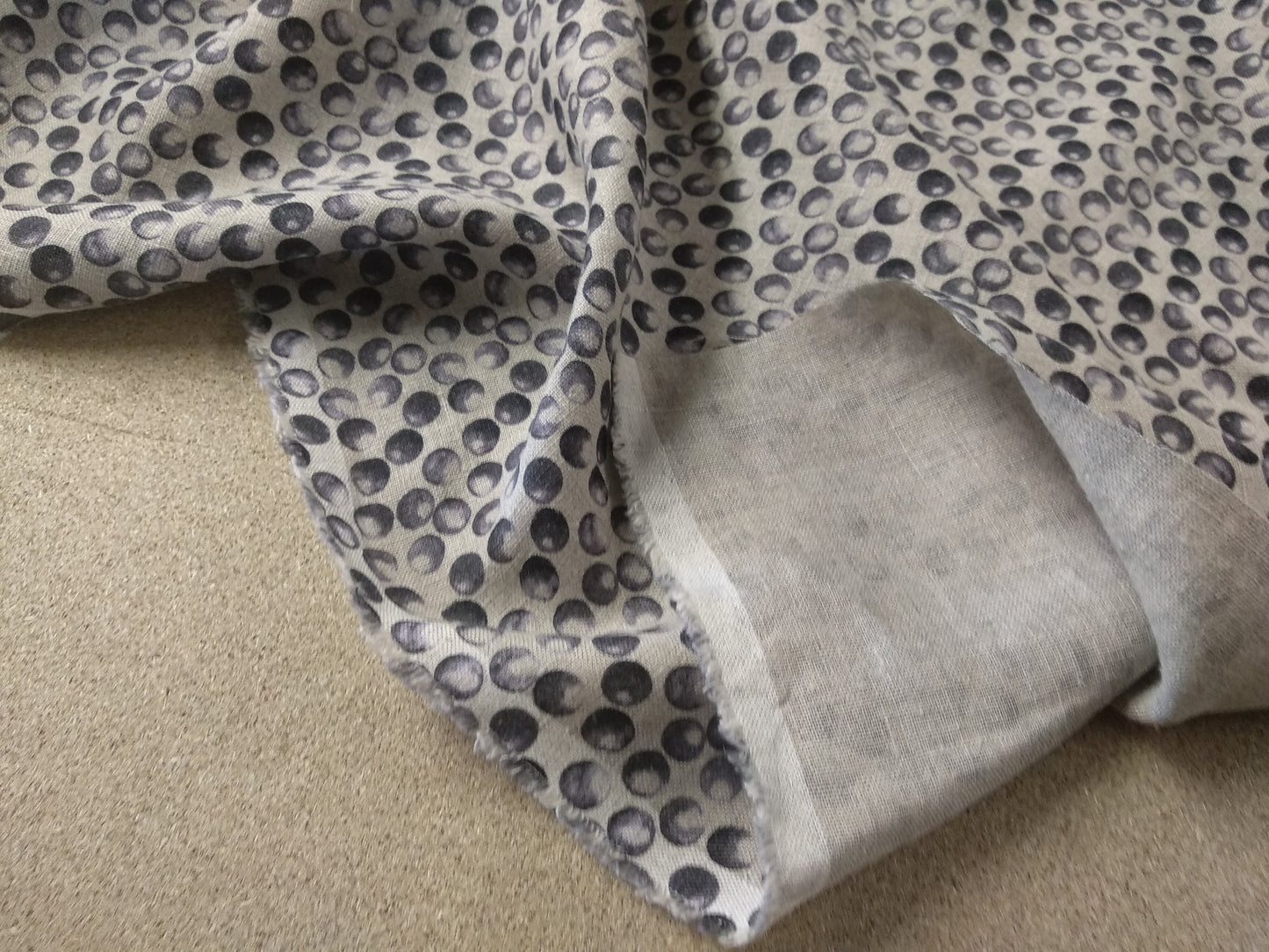 100% linen fabric Medium weight 150gsm Prewashed . Print polka dots on natural flax for blouses, dresses, curtains, scarves,