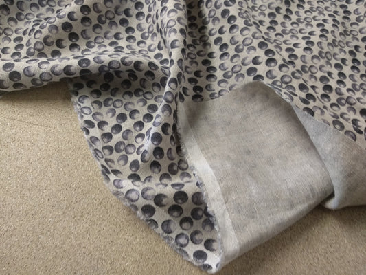 100% linen fabric Medium weight 150gsm  Prewashed . Print polka dots on natural flax for blouses, dresses, curtains, scarves,