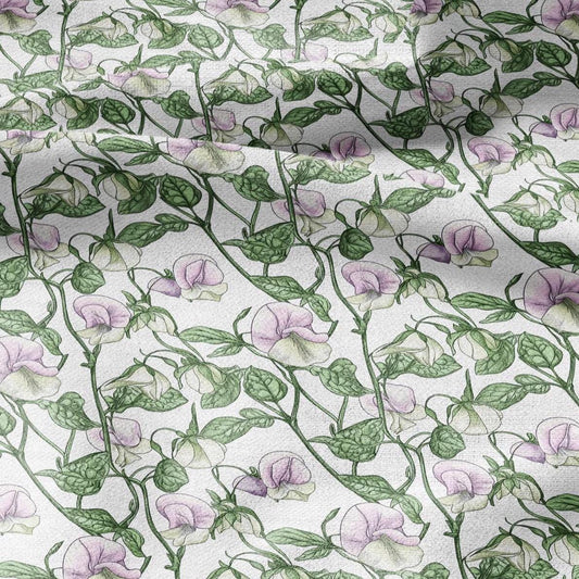 100% LINEN Sweet PEA Art and Crafts Fabric -  flax linen fabric botanical floral for cushion curtains dress making
