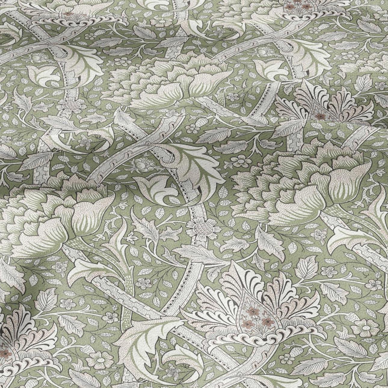 William Morris Windrush green print on 100% LINEN - Victorian Art crafts linen Fabric