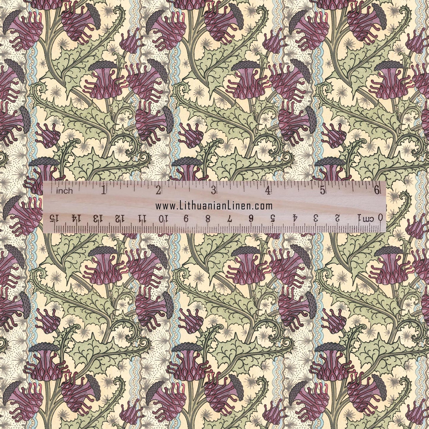 100% linen Thistle prints fabric for Curtain Upholstery Cushion - wildflower Art deco flower print fabric for dress making sewing