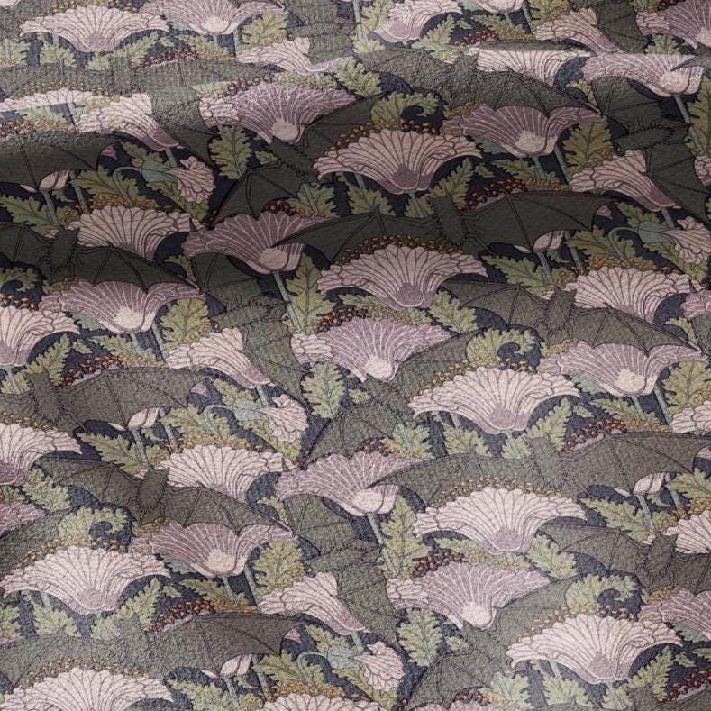 100% linen Vintage BAT fabric for Curtain Upholstery Cushion - grey pink print fabric for dress making sewing
