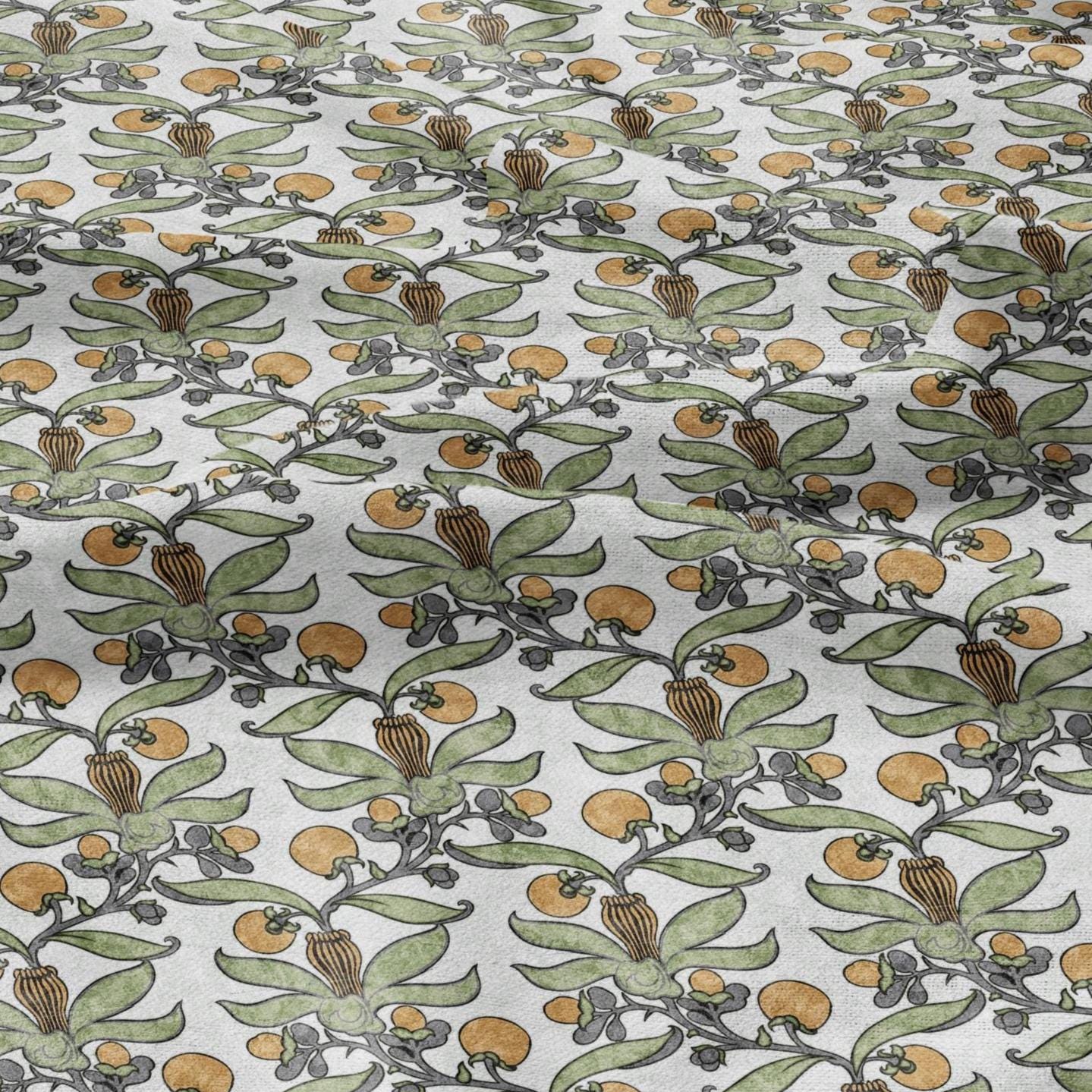 Passion fruit CFA Voysey print on 100% LINEN - Art Nouveau Art crafts linen Fabric - botanical Historical upholstery home textile