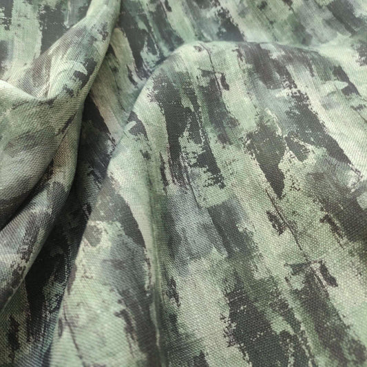 100% LINEN Fabric Abstract Wasi Sabi green print 319