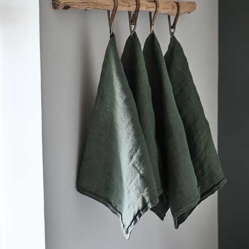 Forest green linen kitchen towel