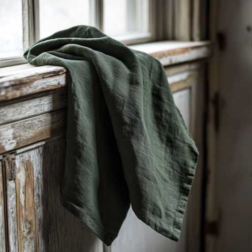 Forest green linen kitchen towel
