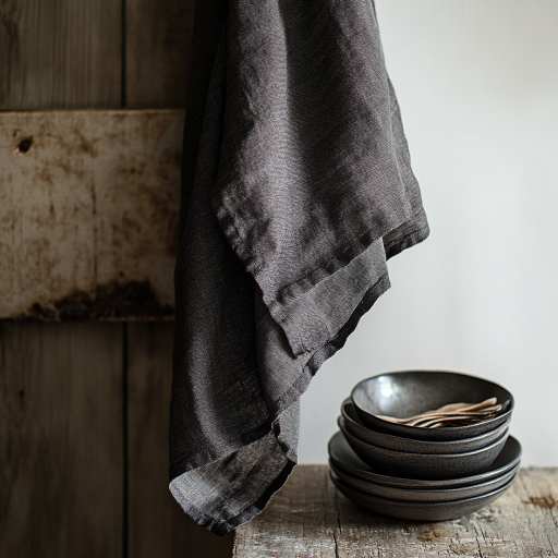 Soft black linen kitchen towel