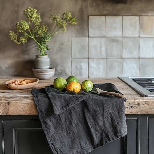 Soft black linen kitchen towel