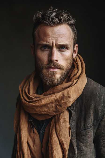 Caramel brown Unisex Linen scarf