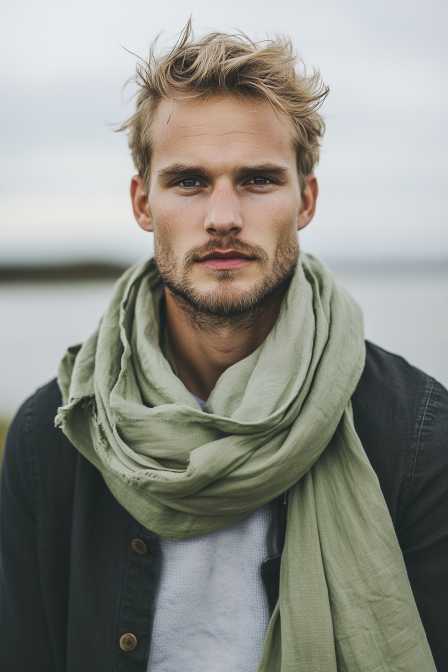 Sage green Unisex Linen scarf